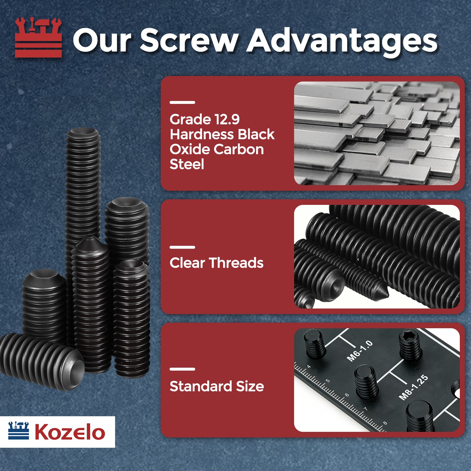 80Pcs Cup Point Socket Set Screws - [M5-0.8x8] Carbon Steel, Black gallery