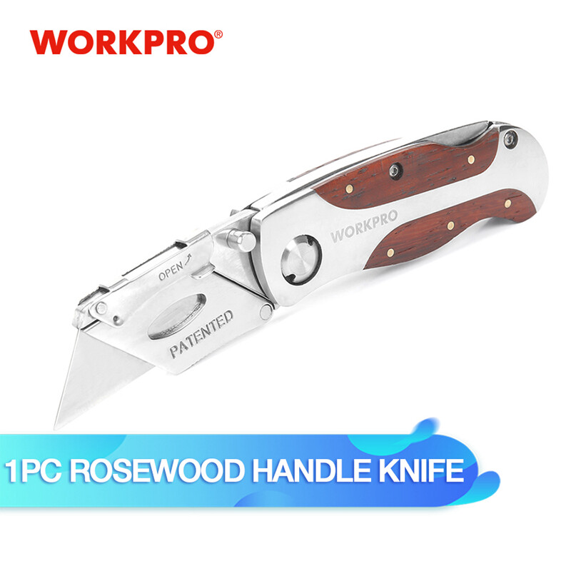 WORKPRO Quick-Change Folding Utility Knife Classical Retro Wood Grain Handle NEW gallery