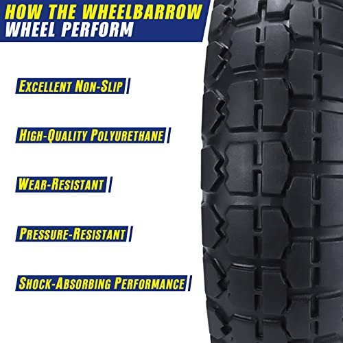 4 Pcs 10" Flat Free Tires Solid Pneumatic Tires Wheels, 4.10/3.50-4 Air Less gallery