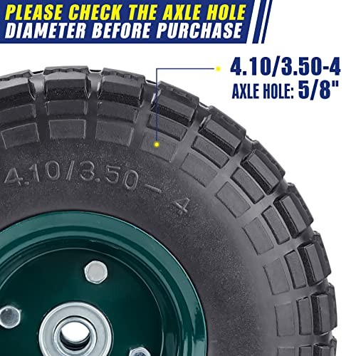 4 Pcs 10" Flat Free Tires Solid Pneumatic Tires Wheels, 4.10/3.50-4 Air Less gallery