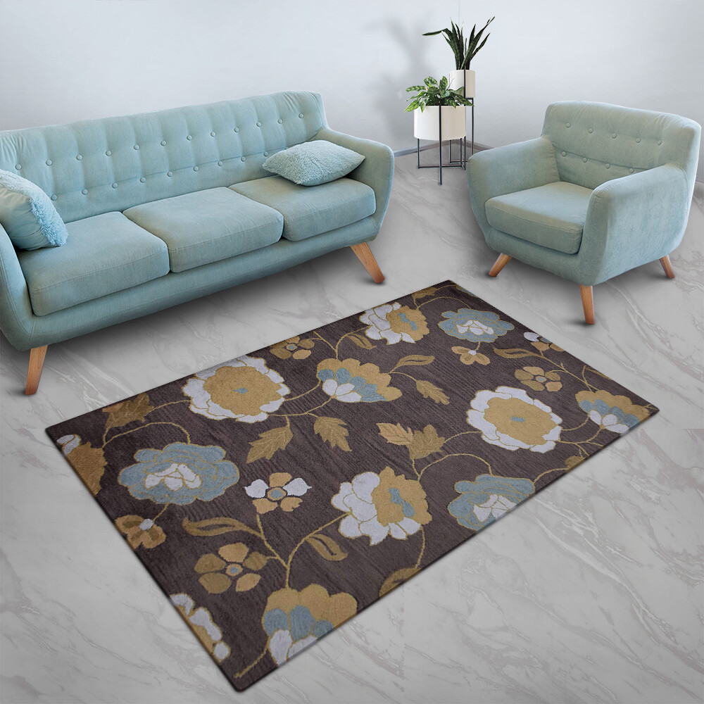 Eco-Friendly Hand Tufted Wool Area Rug Floral Brown BBH Homes BBK00518 gallery