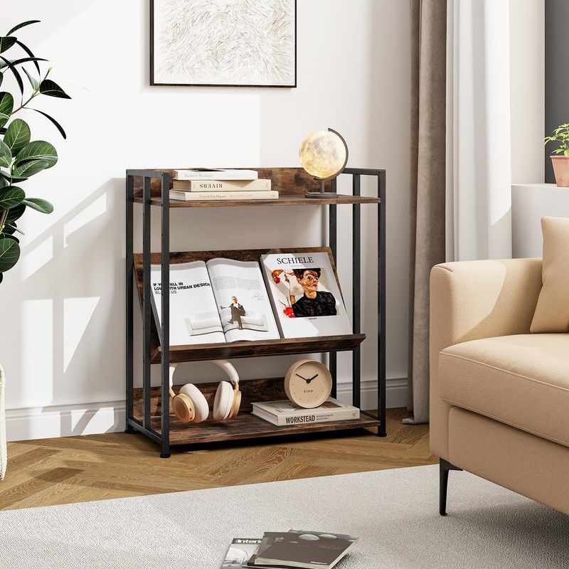 3-Tier Versatile Sturdy Bookcase Storage Rack for Living Room Study Kitchen gallery