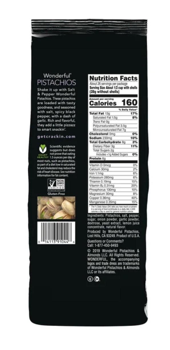 ​2 Pack Wonderful Pistachios Salt & Pepper 48oz Each Bag 6 lbs Total Bulk Snacks gallery