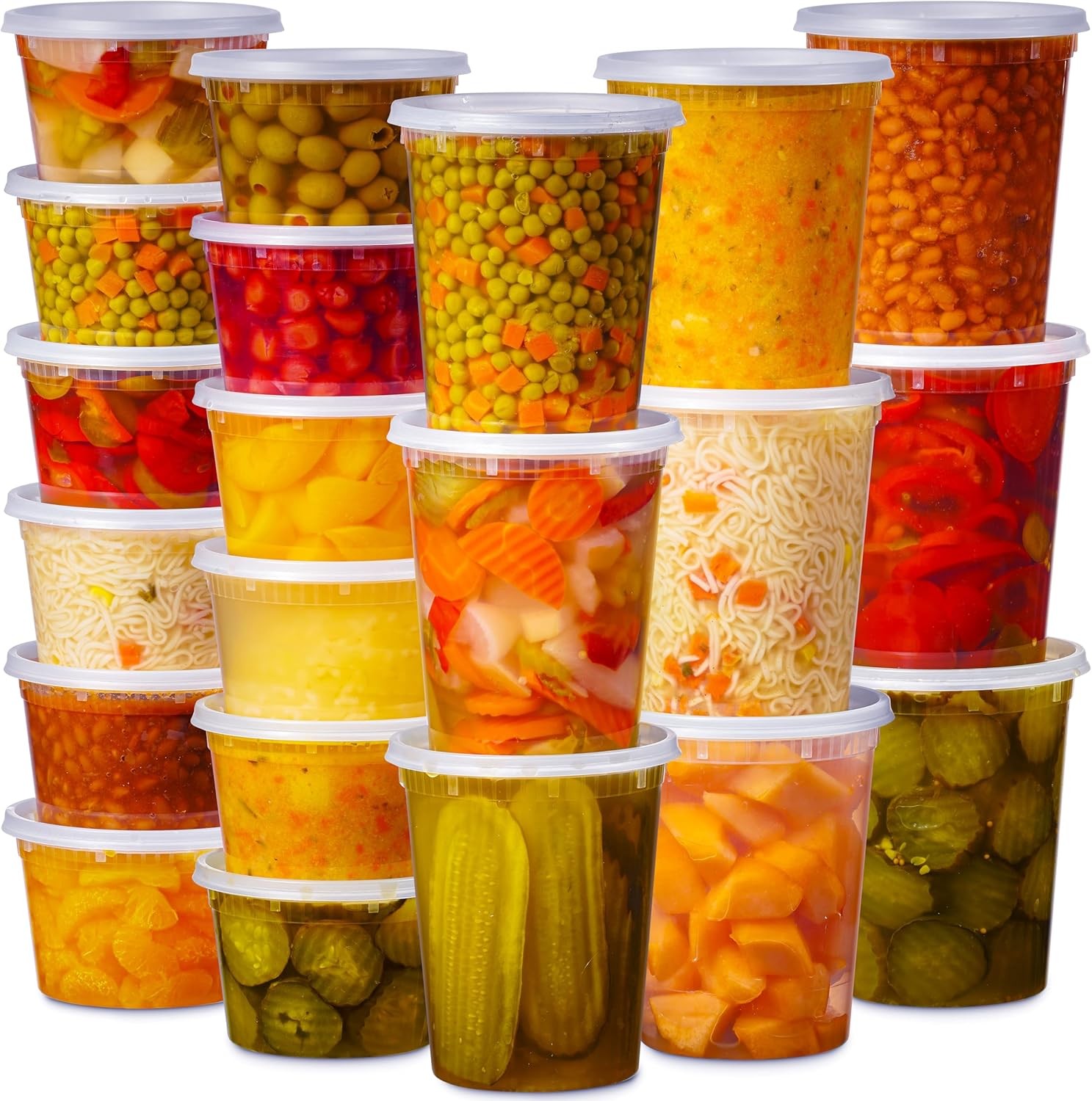 48 Pack Plastic Deli Containers with Lids (16, 32 oz 24 Each) - Food Storage gallery