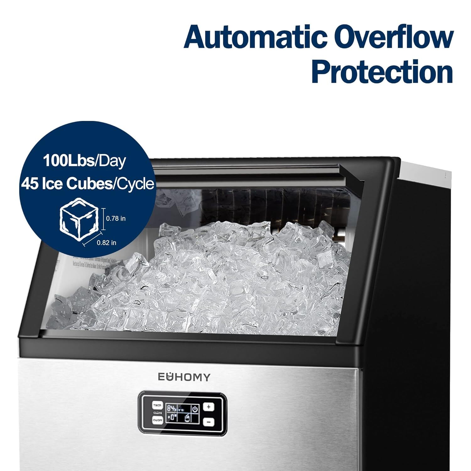EUHOMY Commercial Ice Maker Machine,100lbs/24H Stainless Steel Under Counter Use gallery