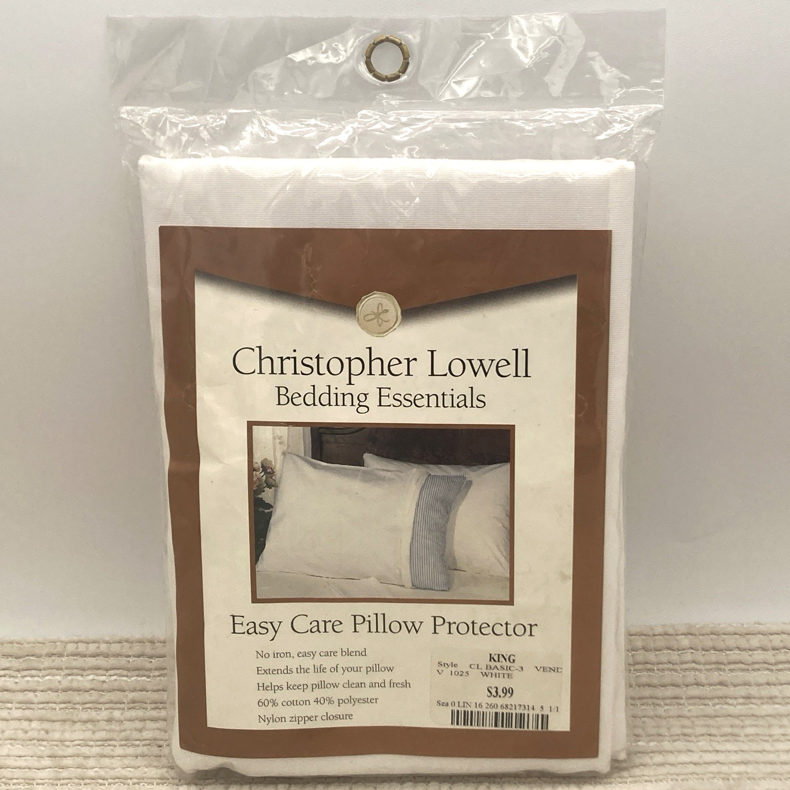Christopher Lowell King Pillow Protector Zipper Closure White Easy Care No Iron gallery