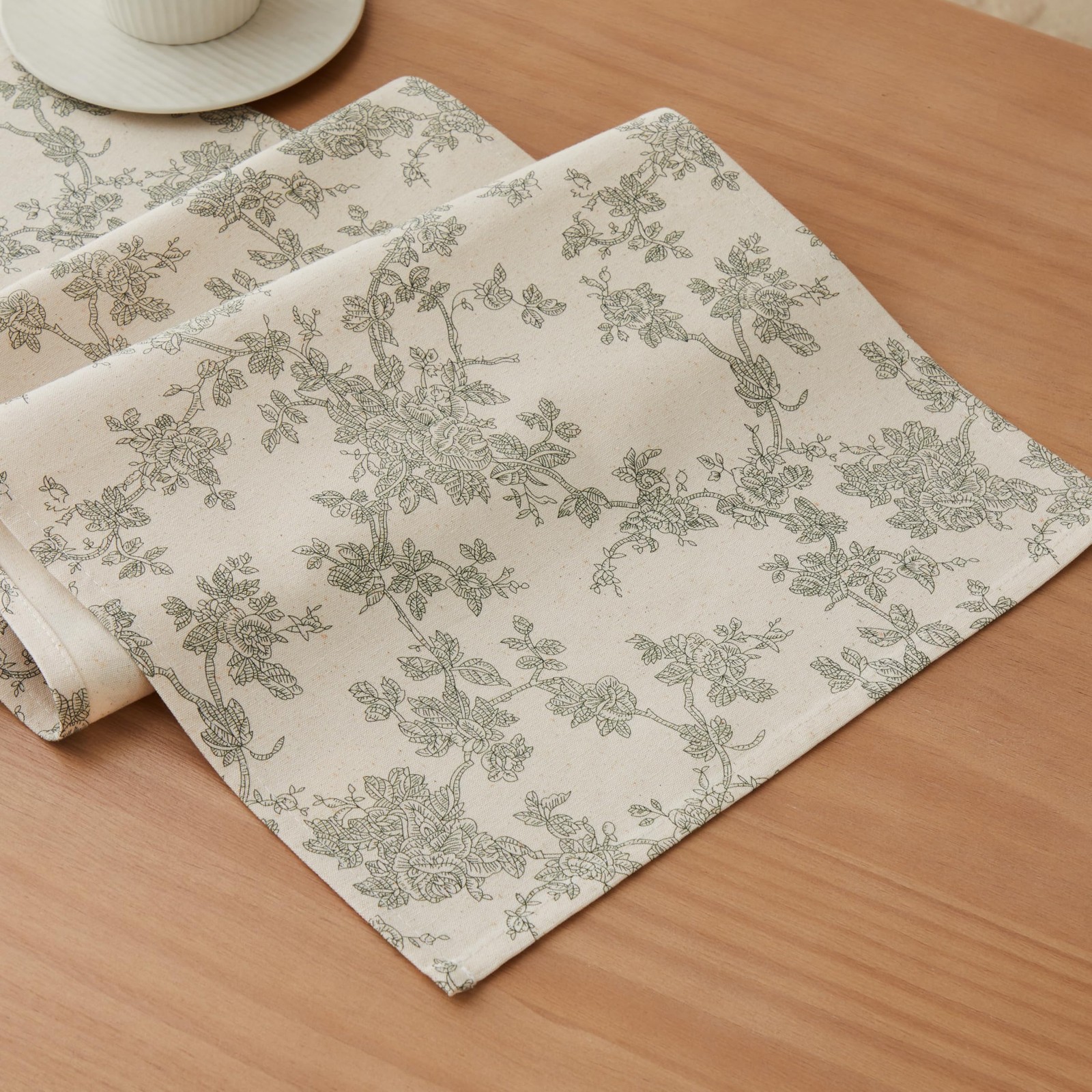100% Cotton French Pastoral Table Runners, 13x48 Inch Green Farmhouse Table R... gallery