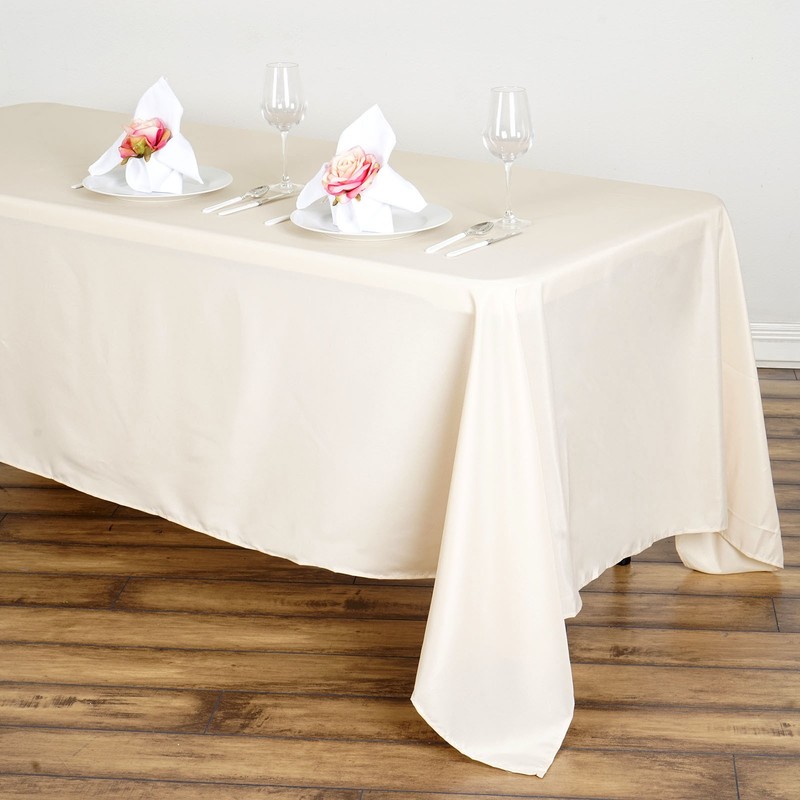 Beige 72x120 RECTANGLE POLYESTER TABLECLOTH Wedding Catering Dinner Supplies gallery