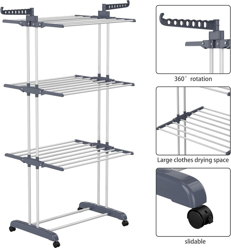 Clothes Drying Rack, Oversized 4-Tier67.7" High Foldable Stainless Steel Dryi... gallery