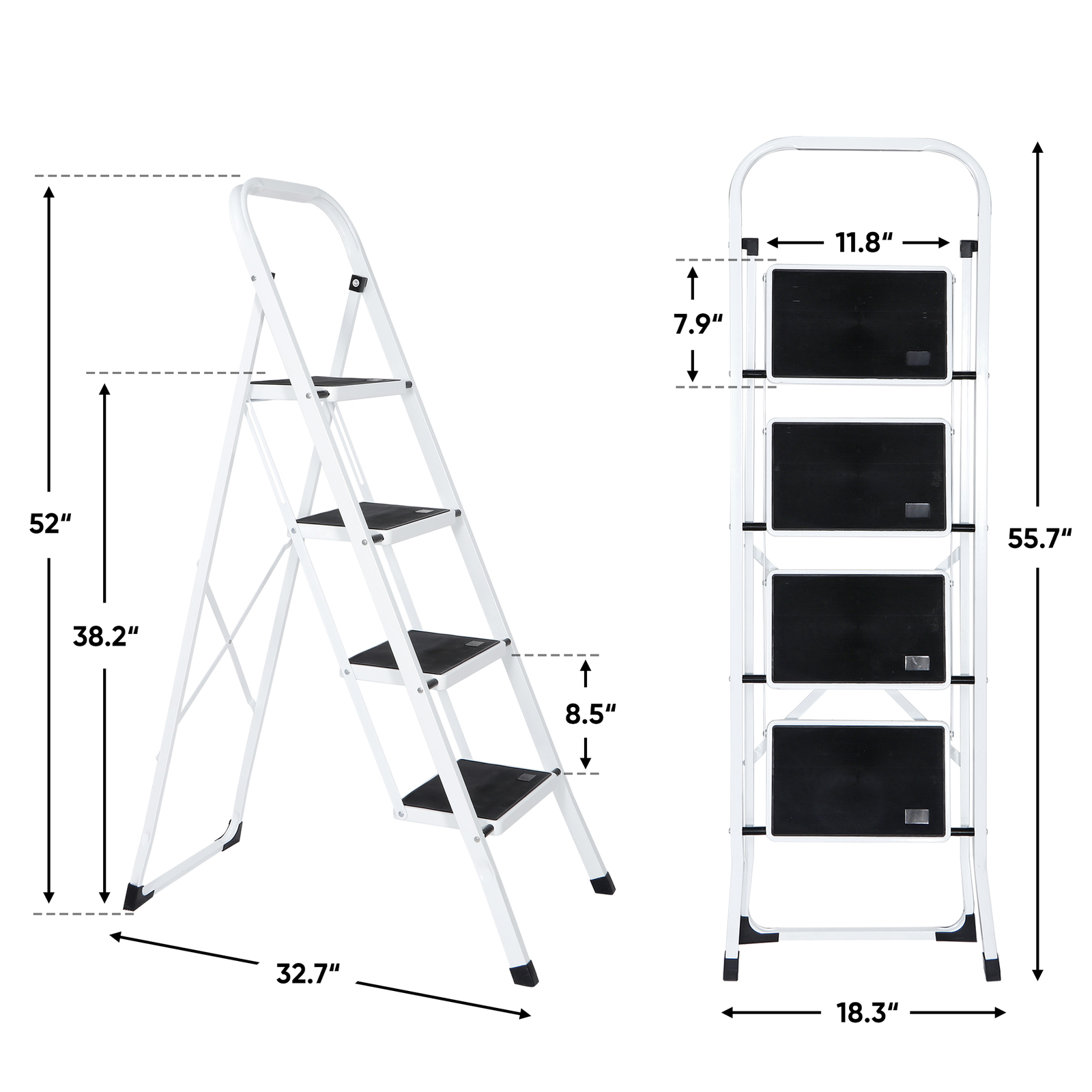 4 Step Ladder Folding Step Ladder for Kitchen Garage Library and Home Sturdy gallery