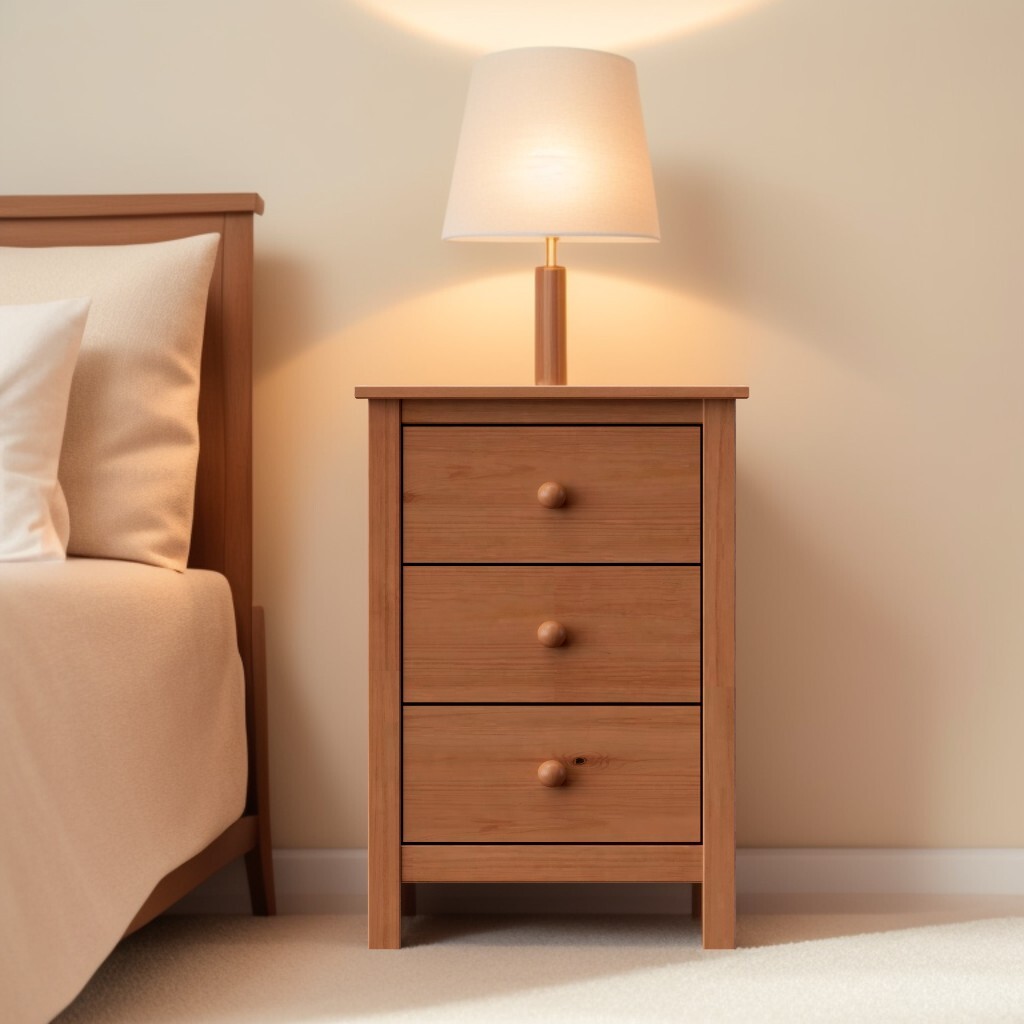 Nightstand Tall 3 Drawer Solid Wood Unfinished - by From the Tree Furniture gallery
