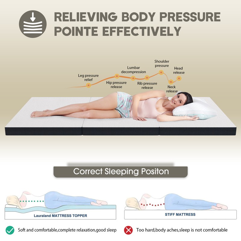 4-inch Folding Mattress, Tri Fold Memory Foam Mattress with Washable Cover gallery