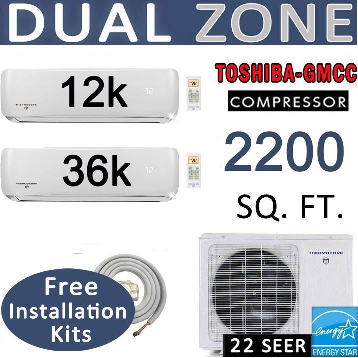48000 BTU Dual Zone Mini Split Air Conditioner, HYPER Heat Pump : 12000 + 36000 gallery