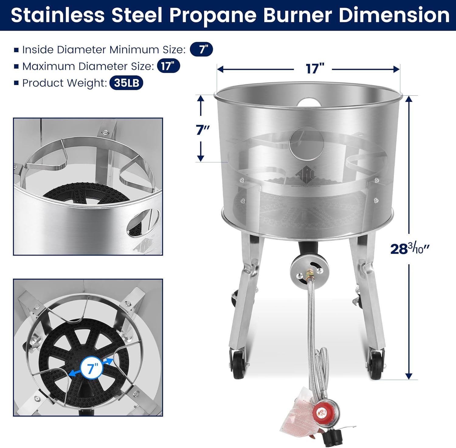 ARC Stainless Steel Single Propane Burner With 200,000BTU High-Output,Outdoor St gallery