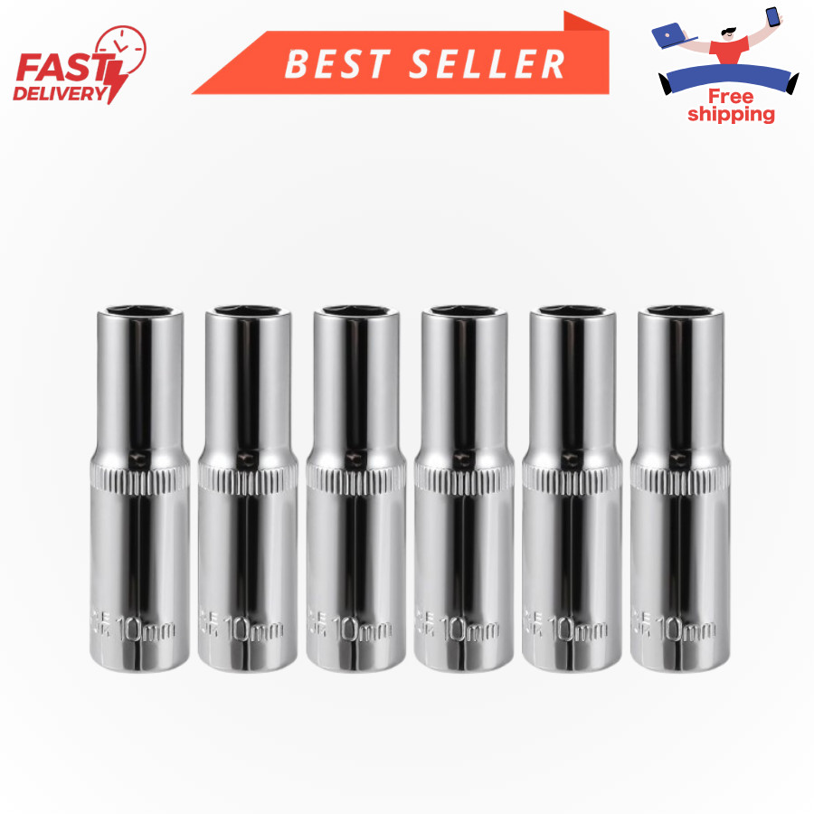 6Pc 10mm Deep Sockets 6Point 3/8 Drive HeavyDuty Chrome Vanadium Steel for Au gallery