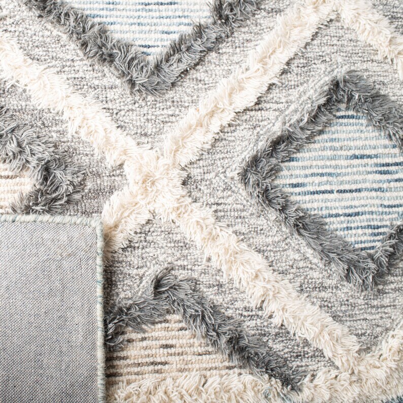 Hand Tufted 100% NZ Wool Rug Handmade Loop and Cut Pattern Woolen Area Rug gallery