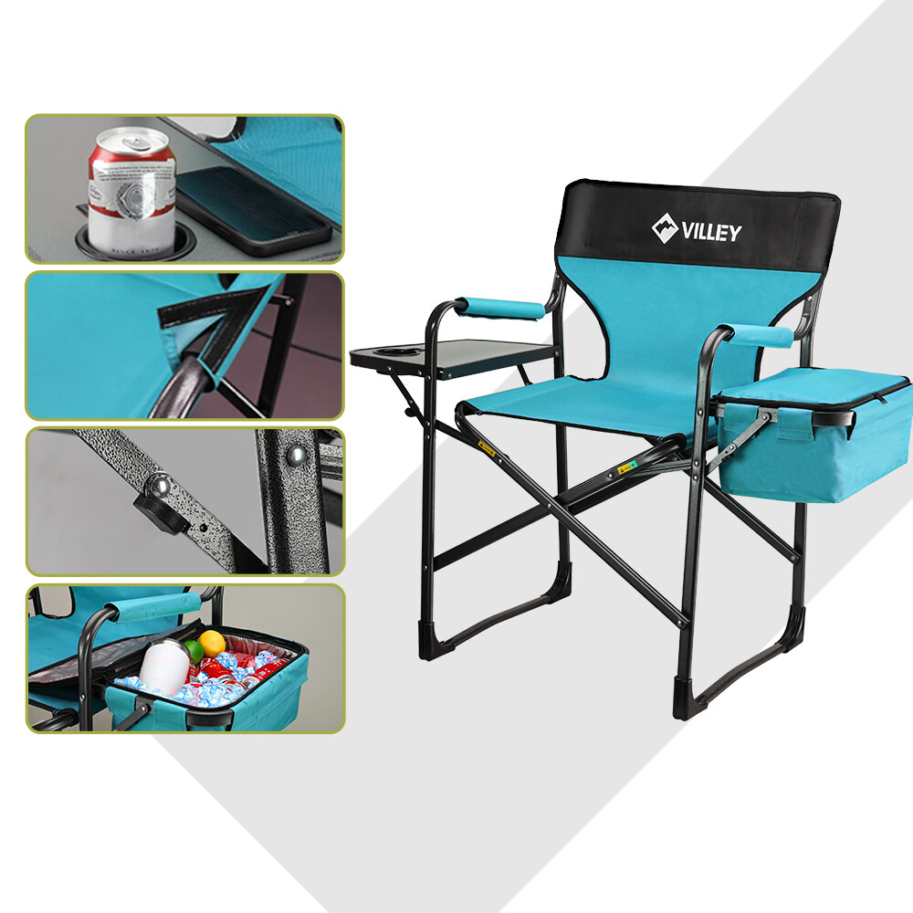 VILLEY Heavy Duty Portable Directors Chair Folding Camping Chair with Cooler Bag gallery