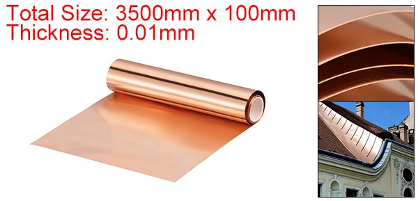 Copper Sheet Roll Pure Copper Flashing Strip Metal Foil Plate 3500x100mm gallery