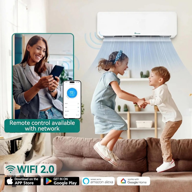 9000 BTU Mini Split AC/Heating System 115V 18 SEER2 Energy Efficient WiFi Alexa gallery