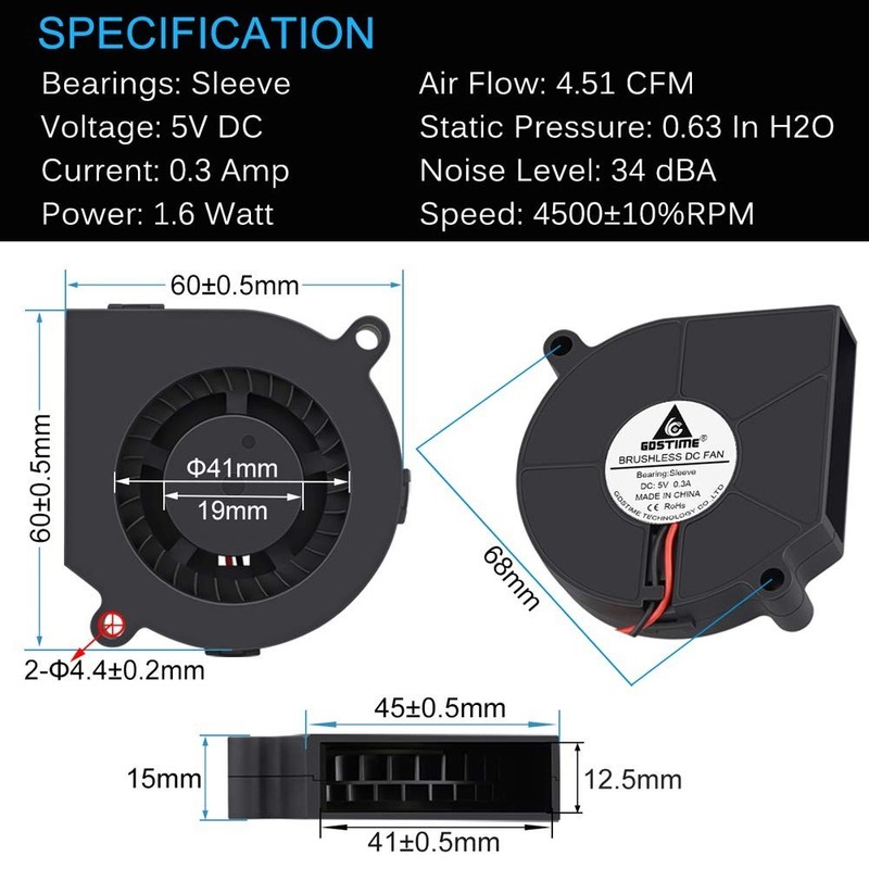 Versatile 60mm USB Cooling Fan for 3D Printers and Appliances - 34 dBA Noise gallery