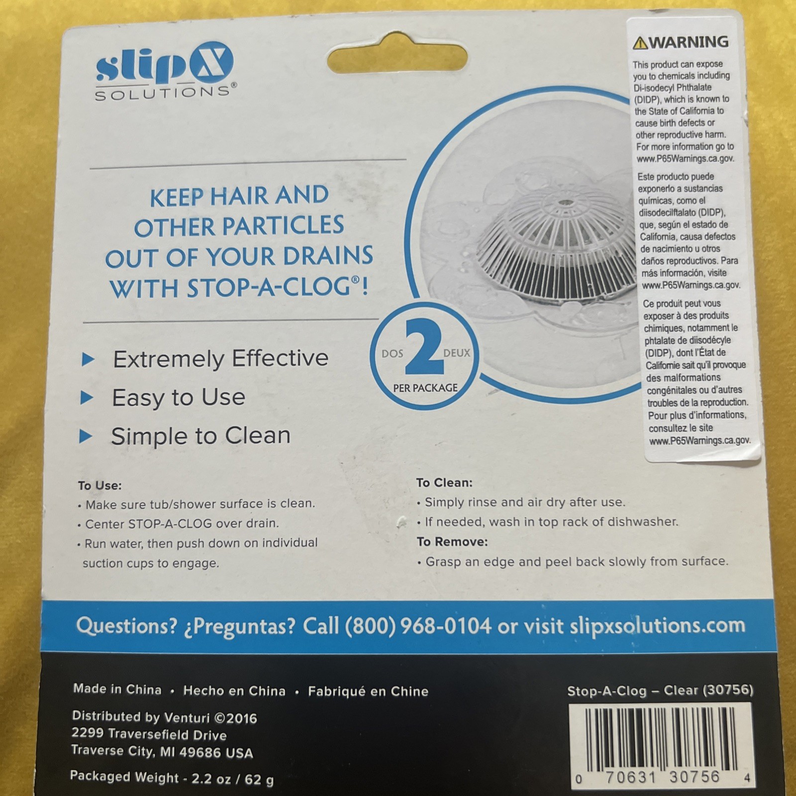 Bath, Sink Stop-A-Clog Drain Protector (2 Per Pack) in Clear by SlipX Solutions gallery