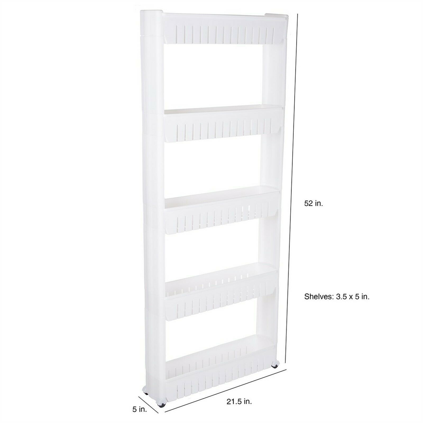 Mobile Shelving Unit Organizer with 5 Large Storage Baskets Slim Slide Wheels gallery