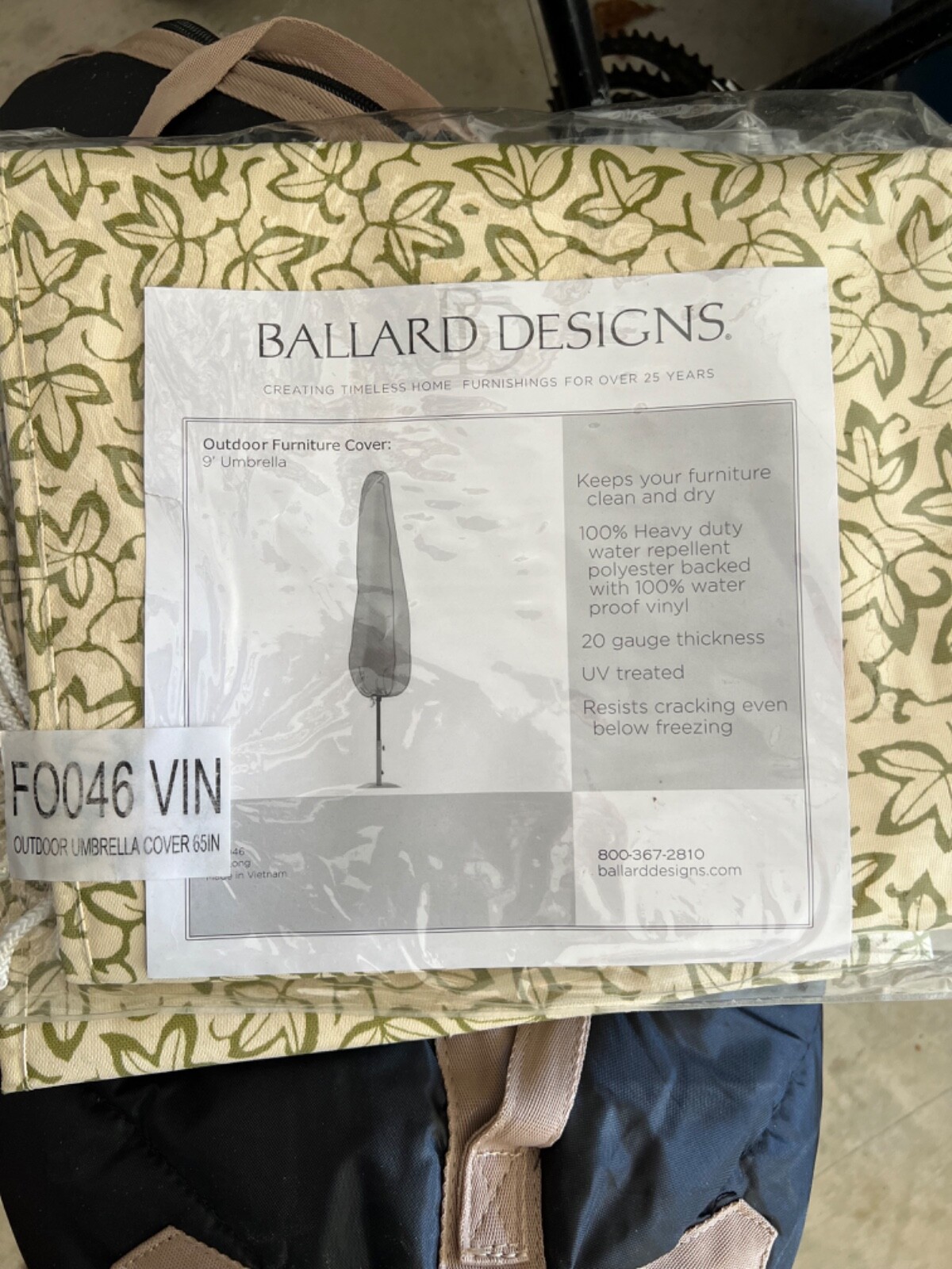 Ballard Designs 9inch Umbrella cover - total span 65 inches, Patterned gallery