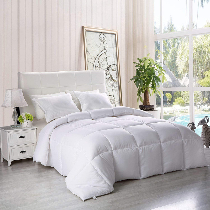 Bedding down Alternative Comforter (Queen, White) - All Season Comforter - Plush gallery