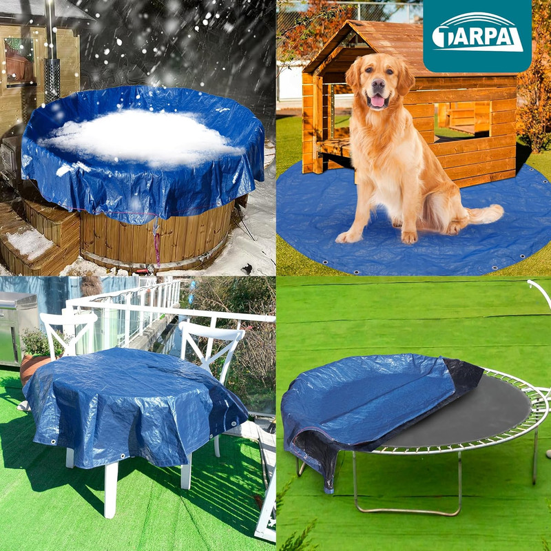 18ft Round tarp Waterproof 8mil Poly Tarps Pool Cover Multifunctional Tarpaul... gallery