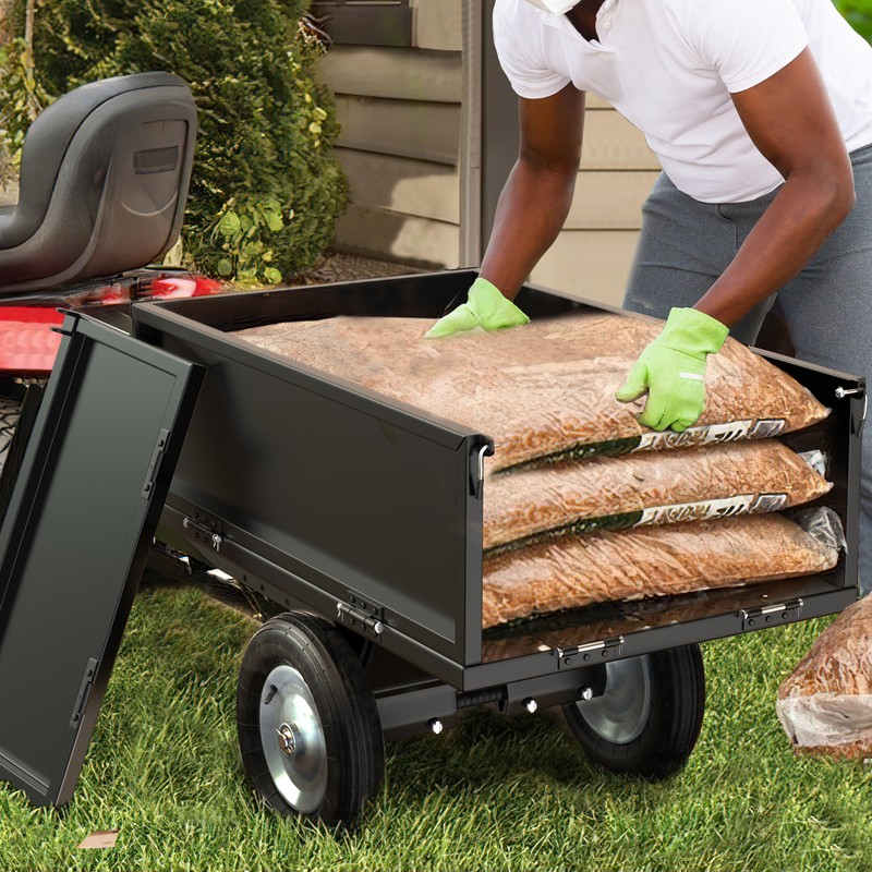 Lawn Dump Cart: Optimized for Towing Behind Lawn Tractor 500 LBS Capacity Steel gallery