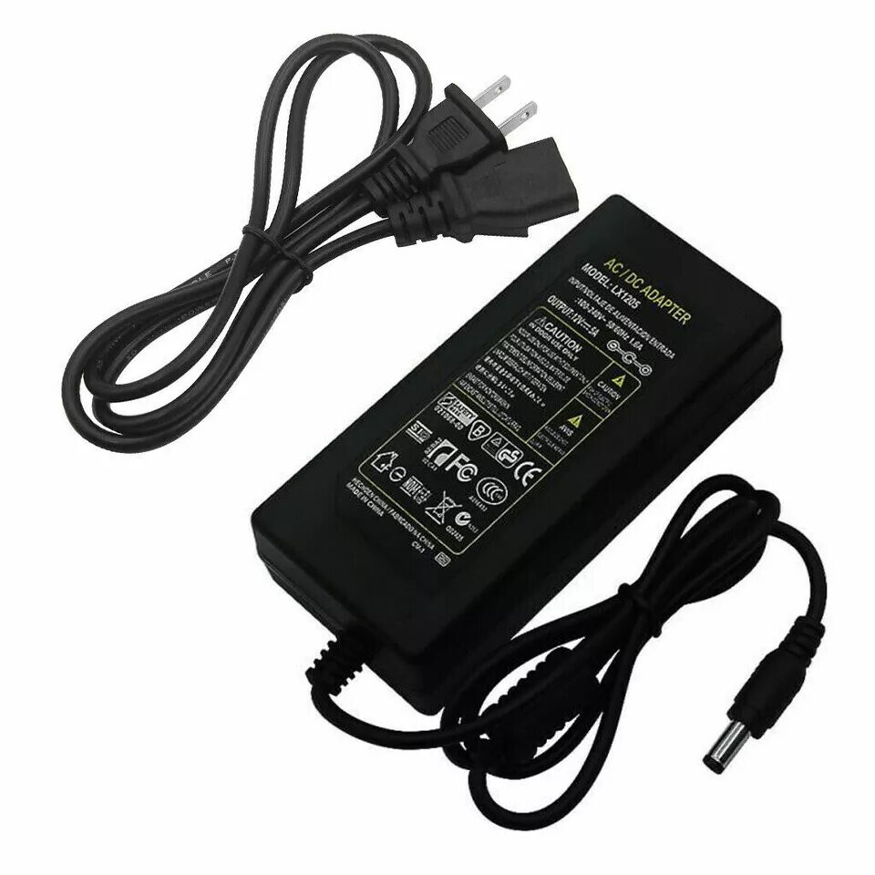 12V 5A 5 AMP 60W DC Power Supply Adapter Transformer LED Strip CCTV PC 5050 USA gallery