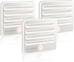 EverBrite 3 Pack Motion Sensor Night Lights LED Soft Warm Light W/9 AA Batteries