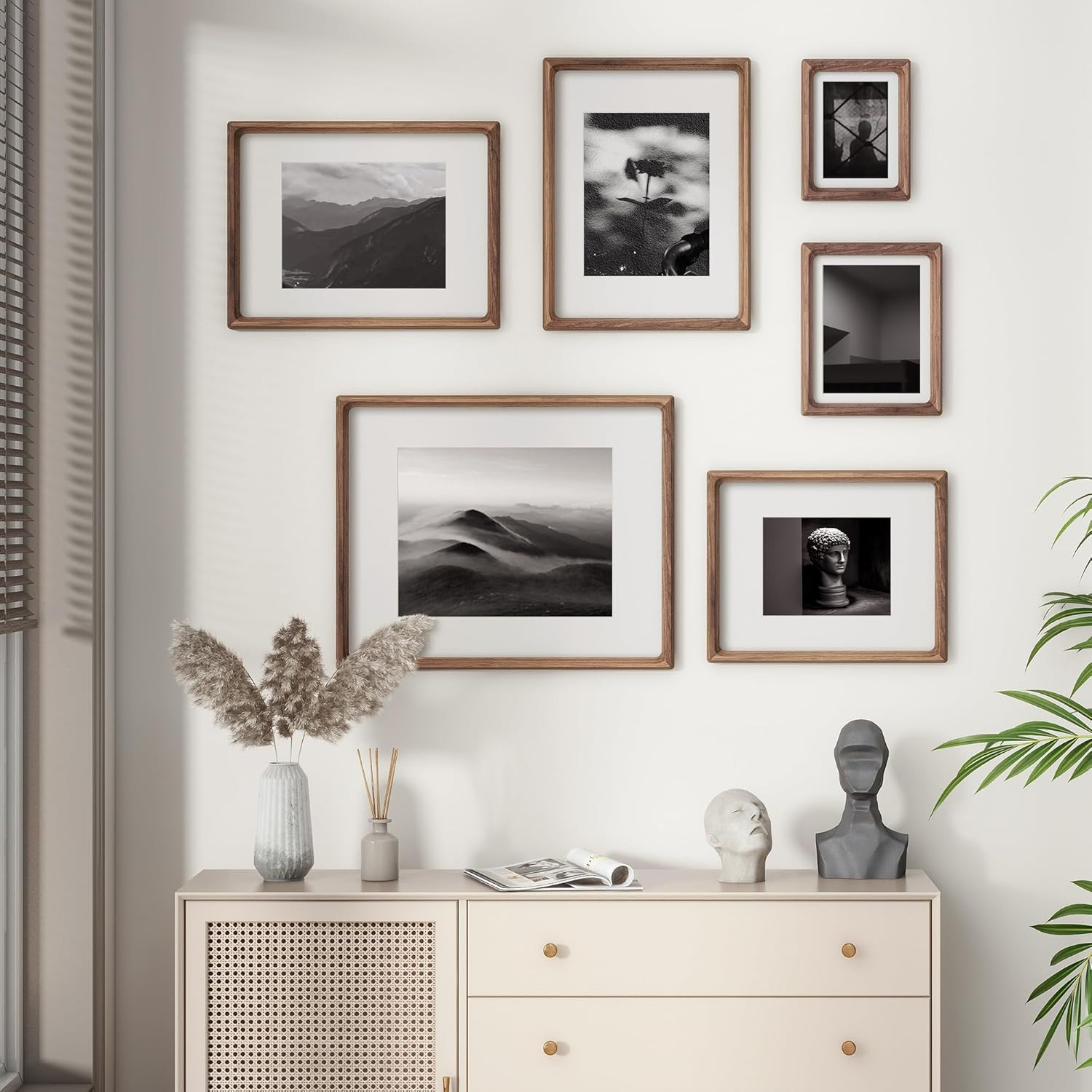 Natural Walnut 18x24 Poster Frame with Glass, Matted for 16x20 Photos gallery