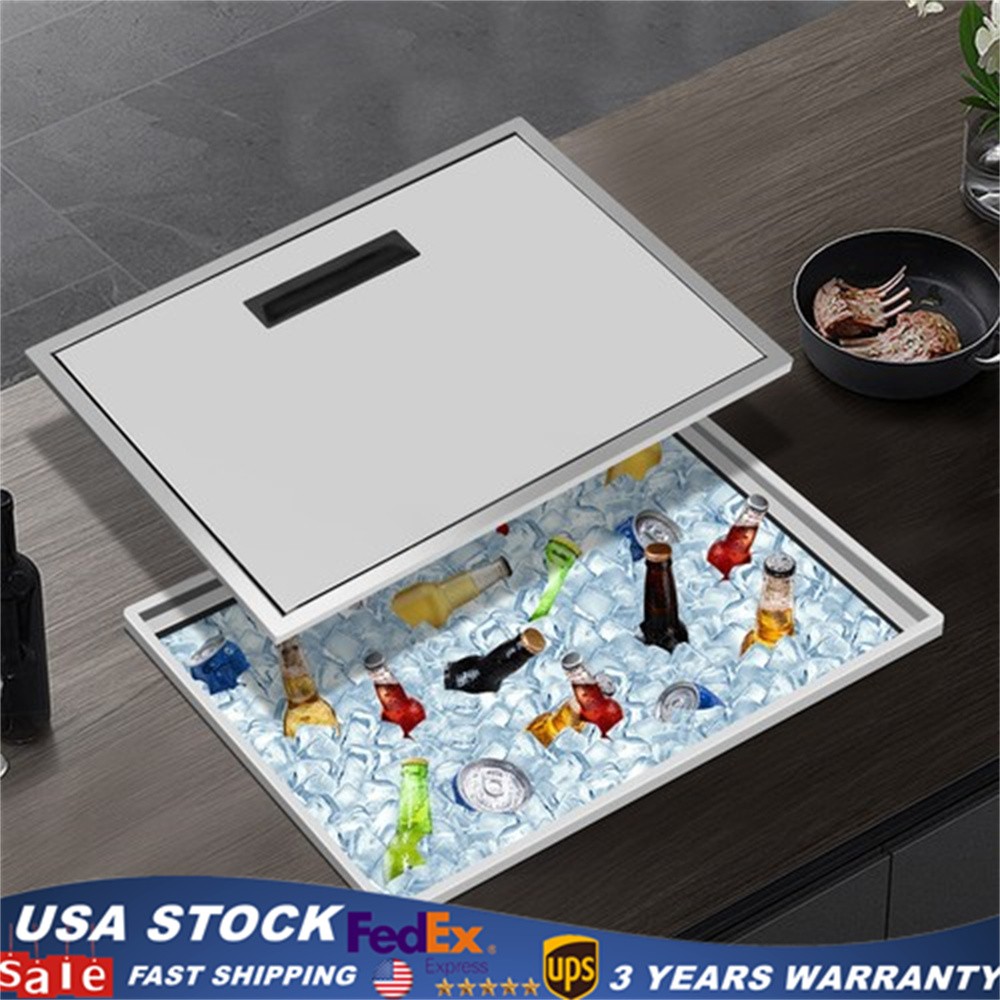 22''x17''x12'' Drop in Ice Chest/Cooler BBQ Island Home Stainless Steel Ice Bin gallery