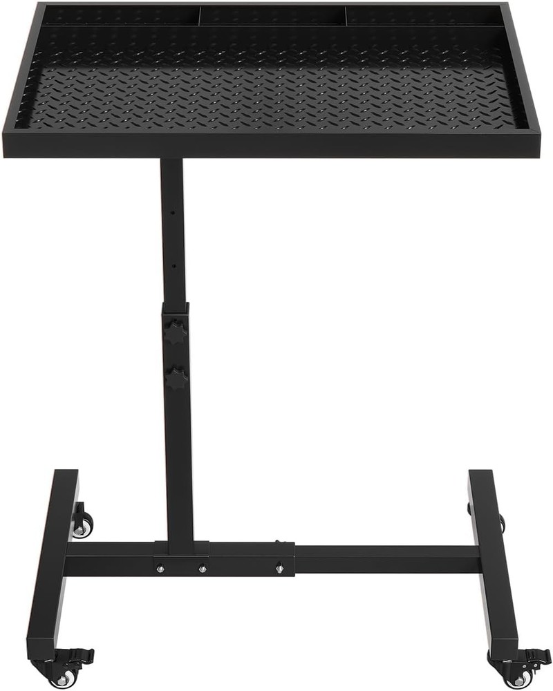 Rolling Tool Tray w/ Wheels Adjustable Height Mobile Work Table 220Lb Work Table