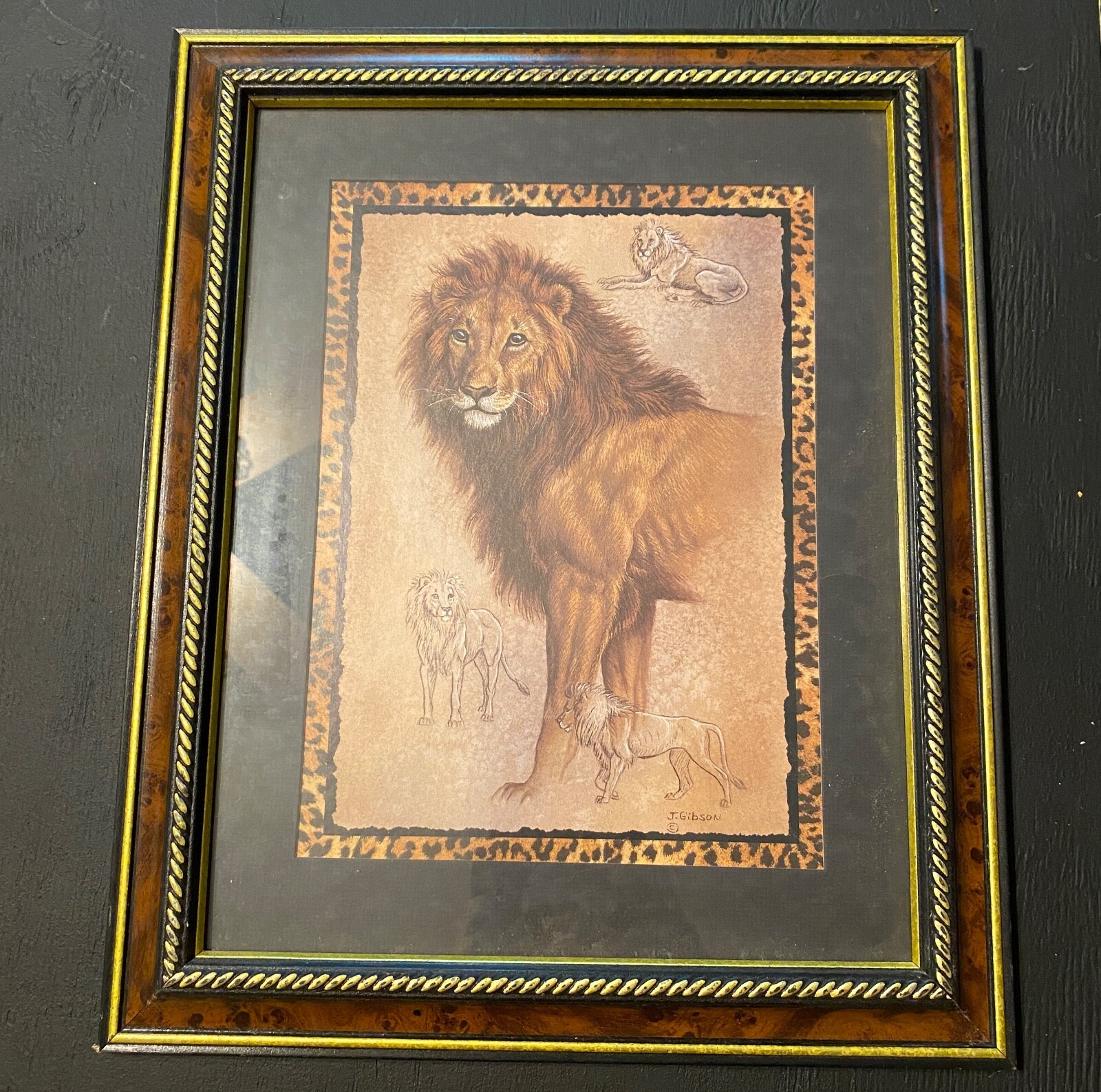 Home Interiors And Gifts Large Framed Lion Print 17 X 14 X 1 Made in USA gallery