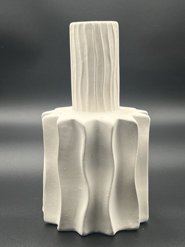 Fluted Modern Off White Matte Texture Ceramic Vase Decor 12” Tall Sculptural gallery