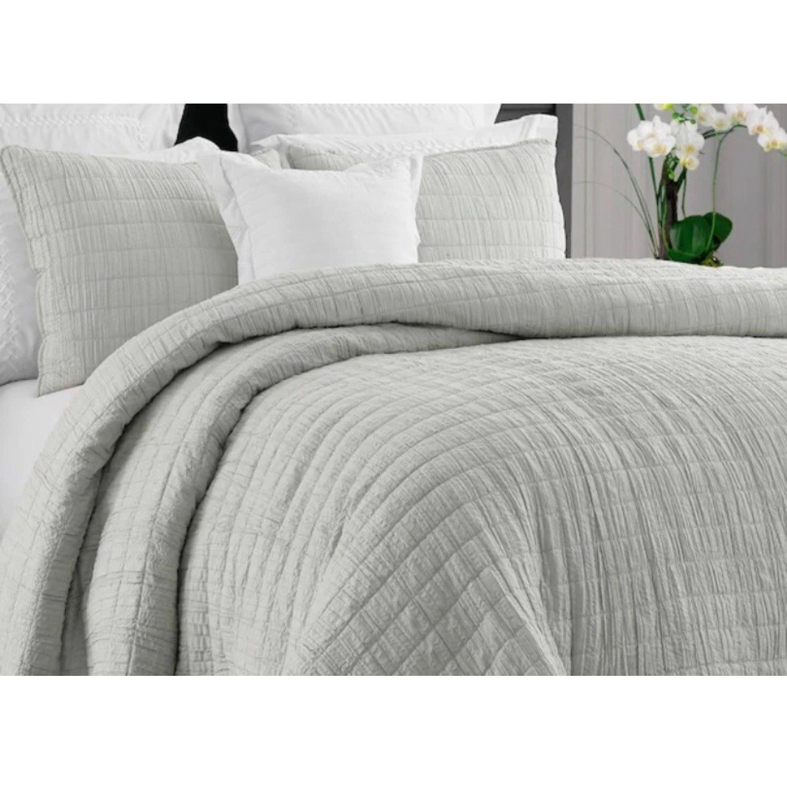 Swift Home Enzyme Washed Crinkle Quilted Bedspread Set. GREY. King/Cal King gallery