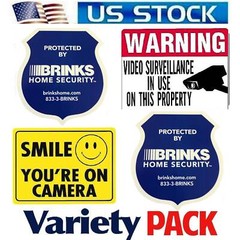 4 Lot Home Window security Brinks Alarm+Waterproof Camera Warning Stickers Sign