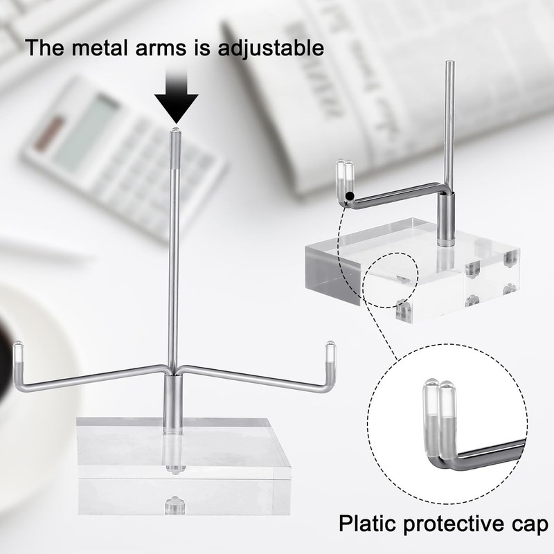 Adjustable Metal Arm Display Stand Easel w/Acrylic Base for Gemstones-Large, 3pk gallery