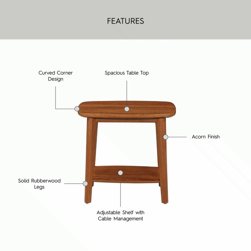 End Table Acorn Finish Accent Side Table Living Room gallery