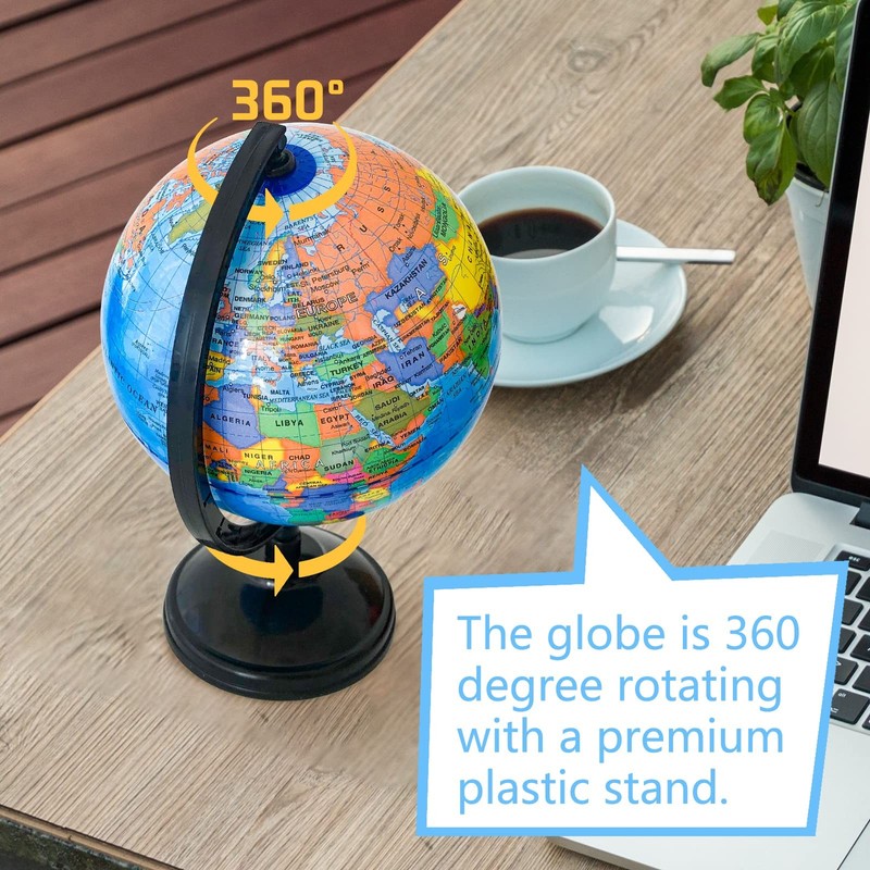 WORLD GLOBE EARTH Map Rotating Geography Ocean Classroom Learning Desktop 6 gallery