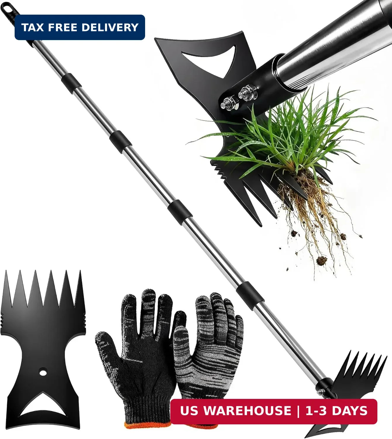 71in Weed Puller Tool with Long Handle, 2 in 1 Adjustable Manual Weeders for Upr gallery