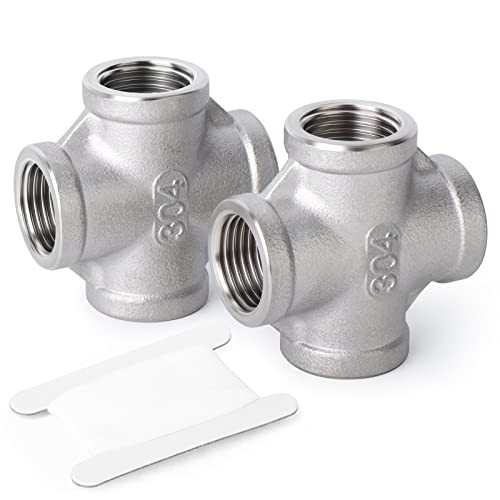 2PCS Stainless Steel 4 Way Pipe Fittings, 1/4" x 1/4" x 1/4" x 1/4" NPT gallery