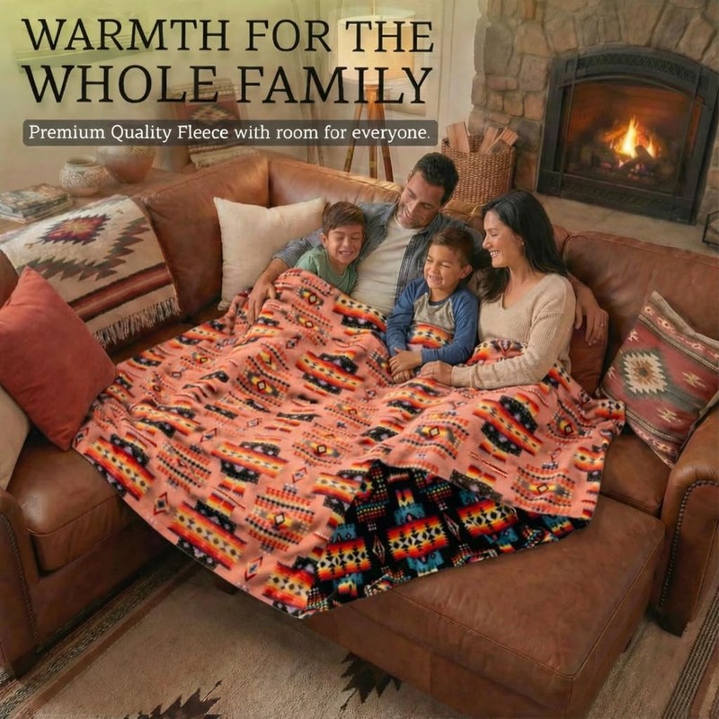 Aztec Blanket Fleece, Reversible Native American Blanket, Western Throw, Nati... gallery