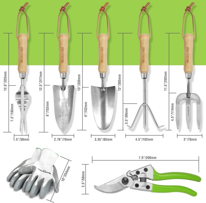WORKPRO Garden Tools Set 8 Piece, Stainless Steel Heavy Duty Gardening Tools USA gallery