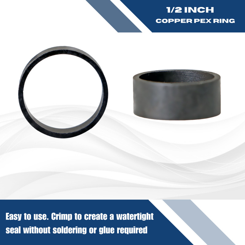 200 PIECES 1/2" PEX COPPER CRIMP RING (BLACK-OXIDIZED SURFACE) LEAD FREE gallery