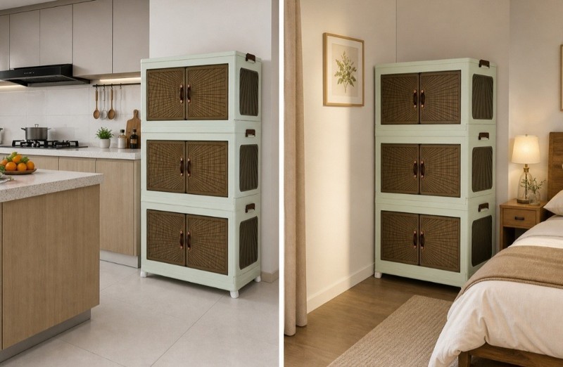 Extra Large Foldable Storage Cabinet with Doors, Stackable Organizer Boxes gallery