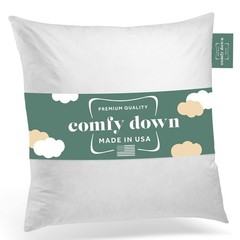 24×24 Throw Pillow Insert, Down & Feather Fill, 100% Cotton Cover, Made in US…