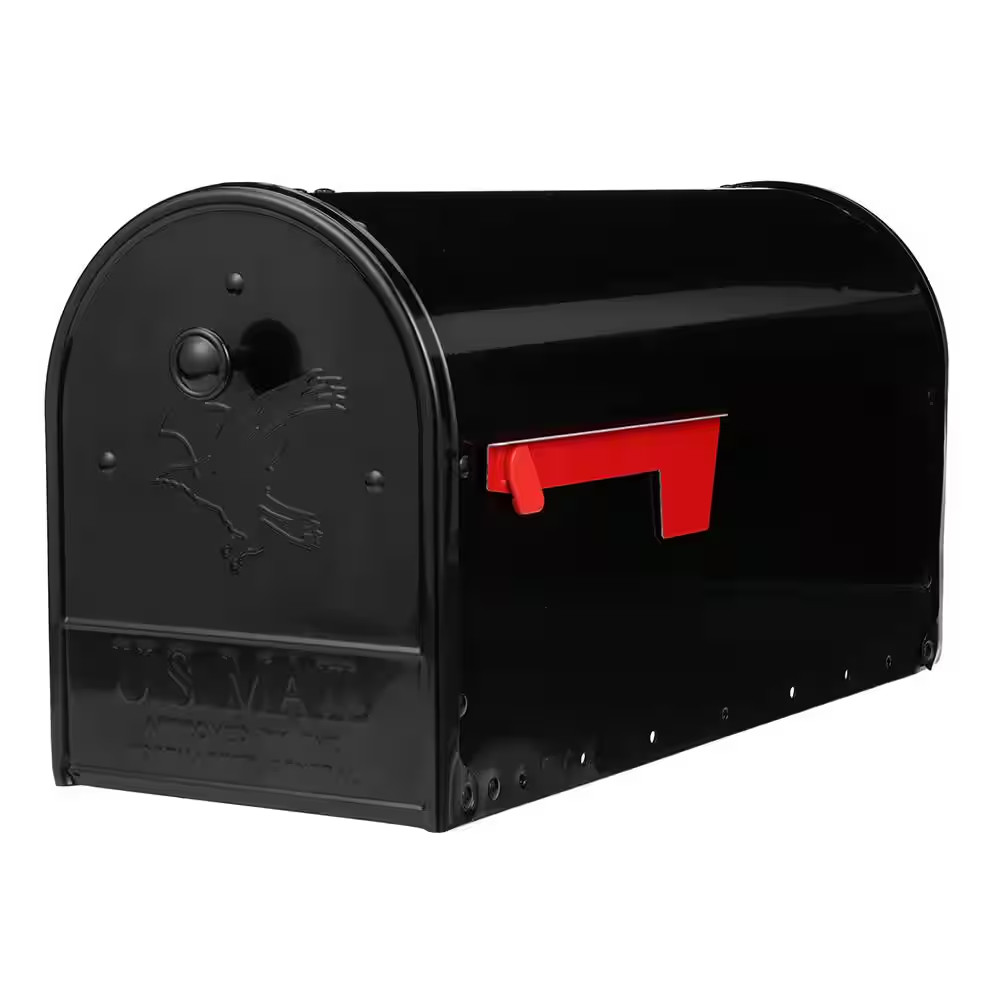 Black Large Outback Double Door Post Mount Mailbox Steel Mount Brass Mailboxes gallery